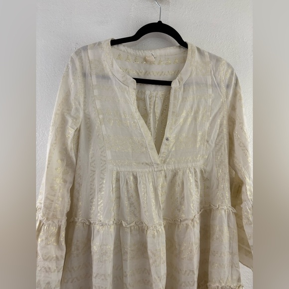 Elan Metallic Bell Sleeve Cover-Up Mini Dress size M - Picture 3 of 10